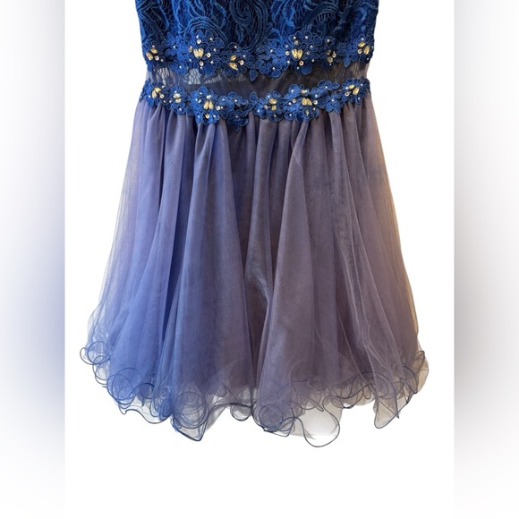 May Queen Couture USA Dress Sequined Prom Formal Cocktail HOCO Size 10 Blue - Picture 8 of 16